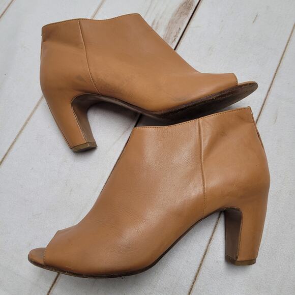 Maison Martin Margiela honey tan leather ankle boots booties peep toe - Picture 2 of 12
